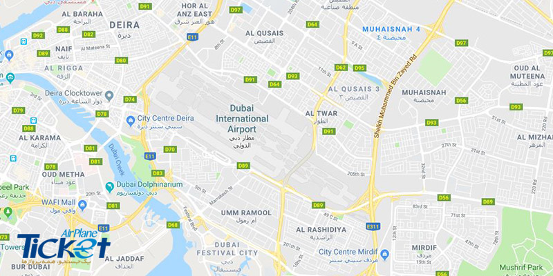 موقعیت فرودگاه دبی